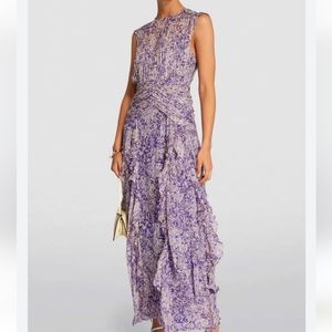 Chic Lavender Floral Midi Dress